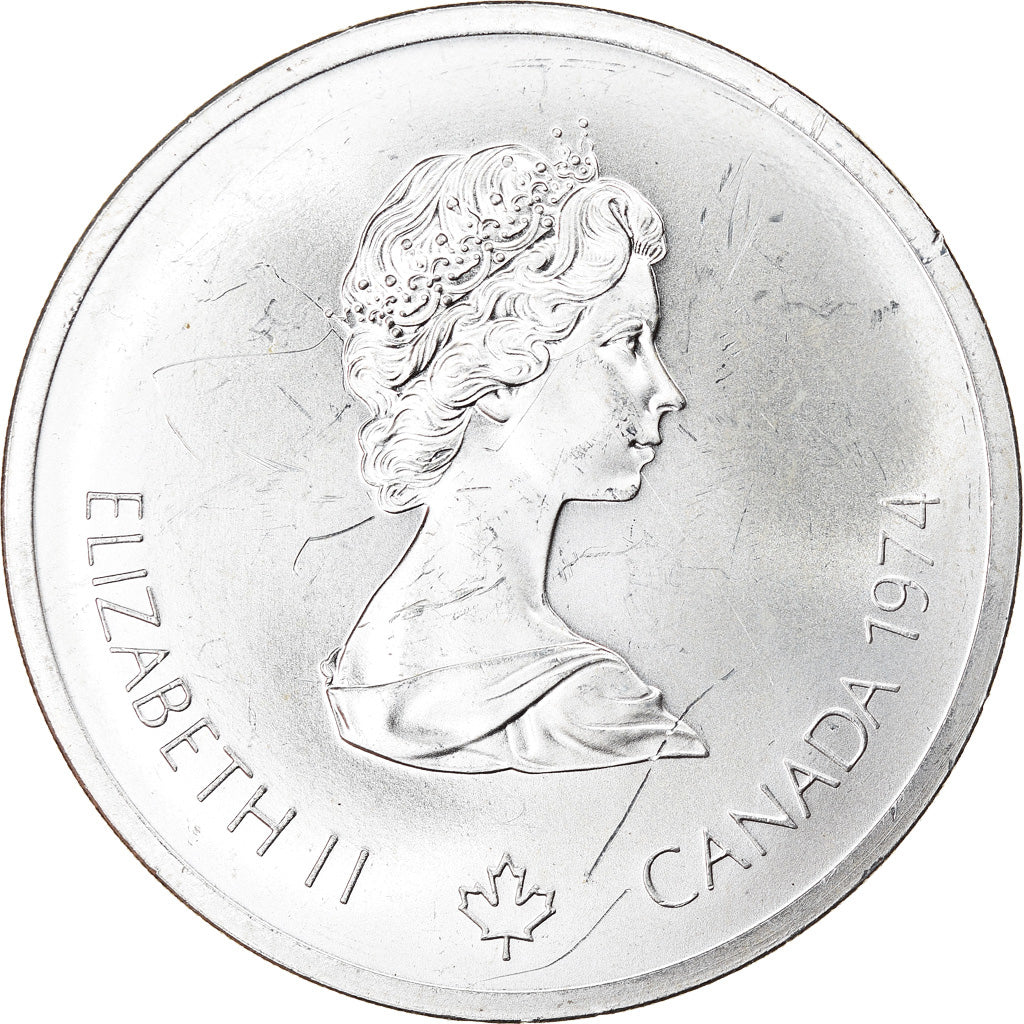 Coin, Canada, Elizabeth II, Lacrosse, 10 Dollars, 1974, AU(55-58), Silver, KM:96