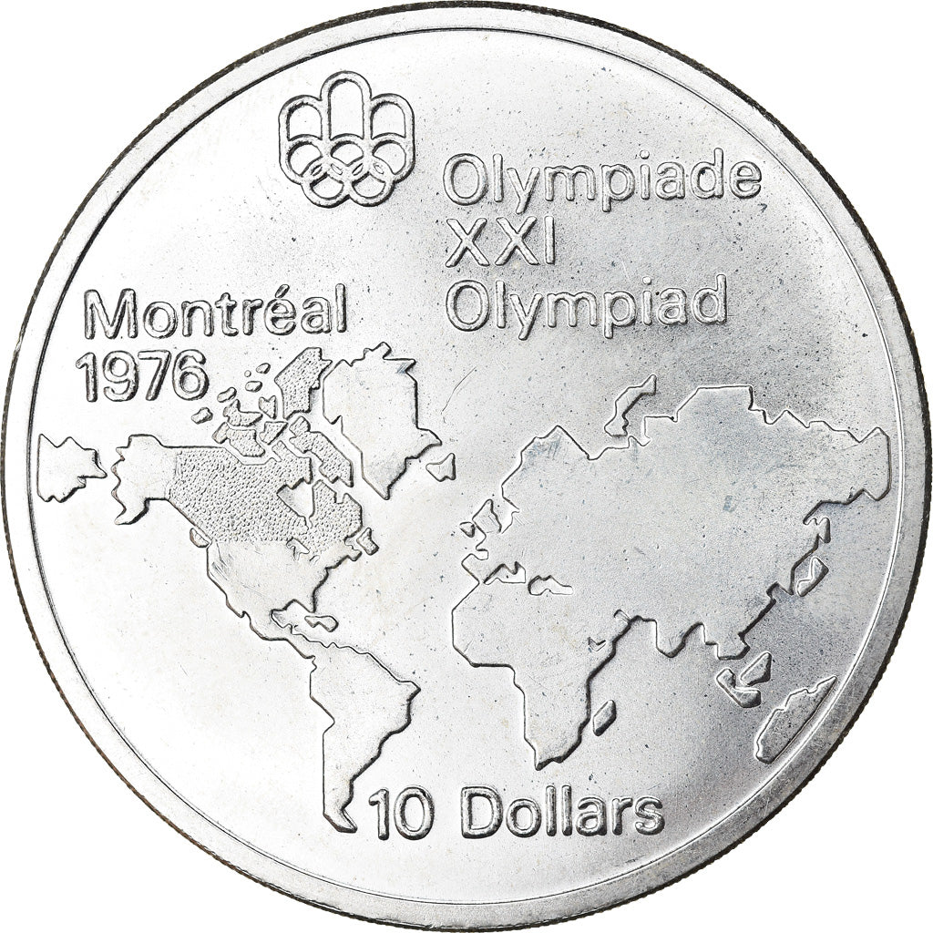 Monnaie, Canada, Elizabeth II, Carte du Monde, 10 Dollars, 1973, SPL, Argent