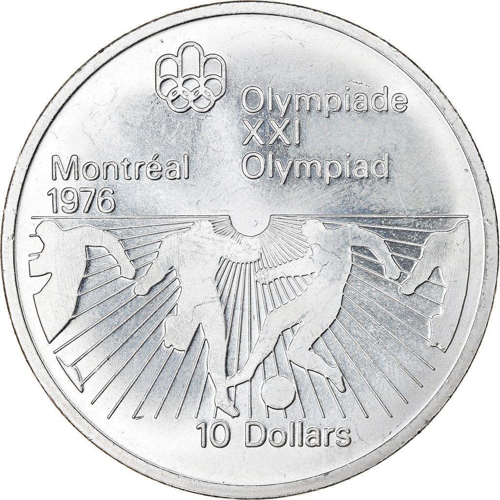 Coin, Canada, Elizabeth II, Soccer, 10 Dollars, 1976, AU(55-58), Silver, KM:111