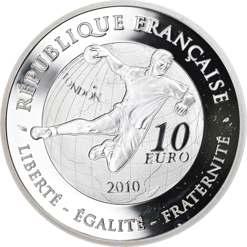 France, Monnaie de Paris, 10 Euro, JO 2012, Handball, 2010, Proof, FDC, Argent
