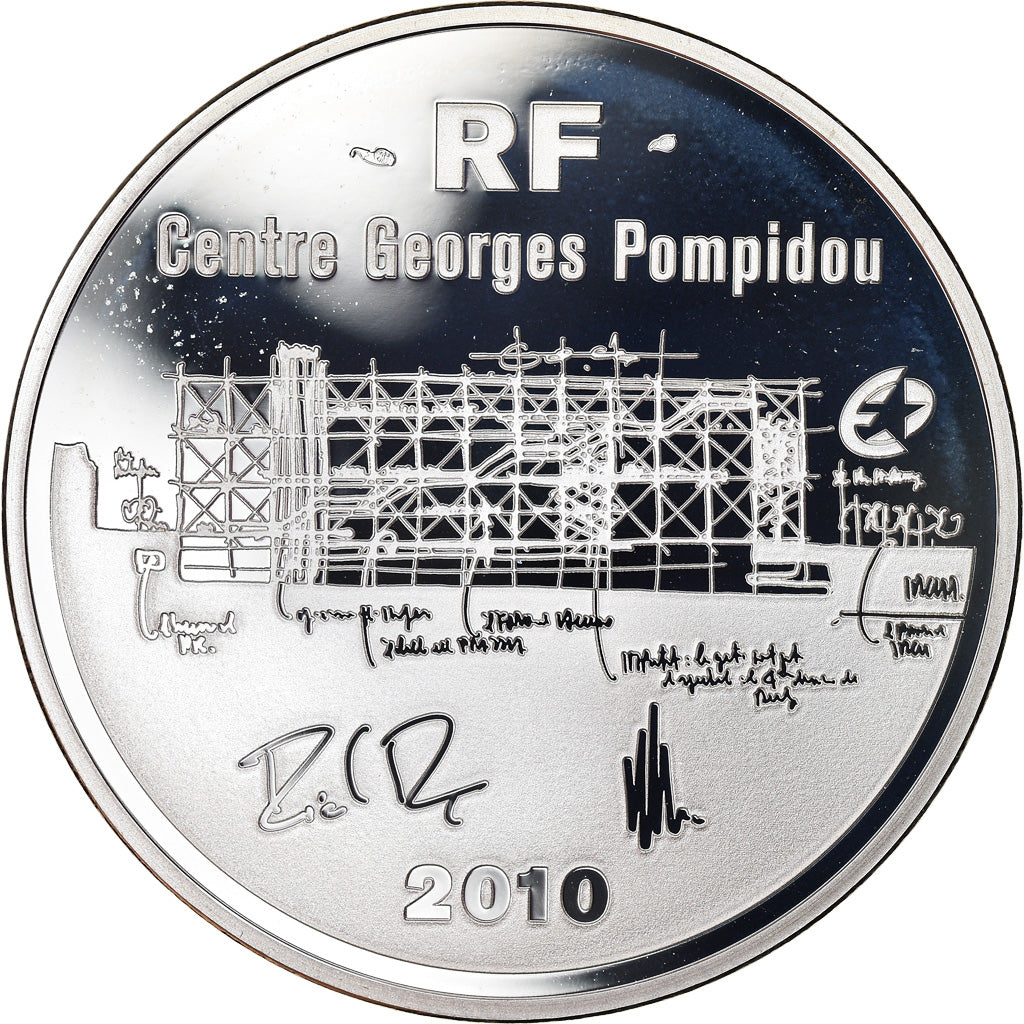 Francia, Monnaie de Paris, 10 Euro, Centre Pompidou, 2010, Proof, FDC, Argento