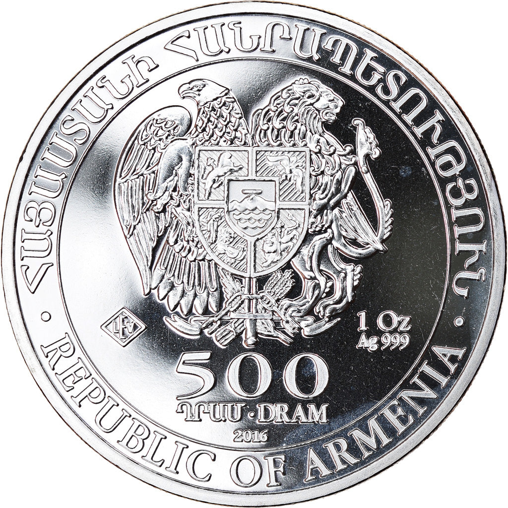 Münze, Armenia, Noah's Ark, 500 Dram, 2016, 1 Oz, STGL, Silber, KM:196