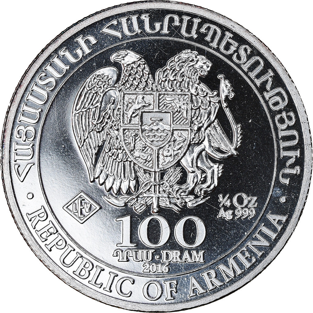 Moneta, Armenia, Noah's Ark, 100 Dram, 2016, 1/4 Oz, FDC, Argento, KM:197.1