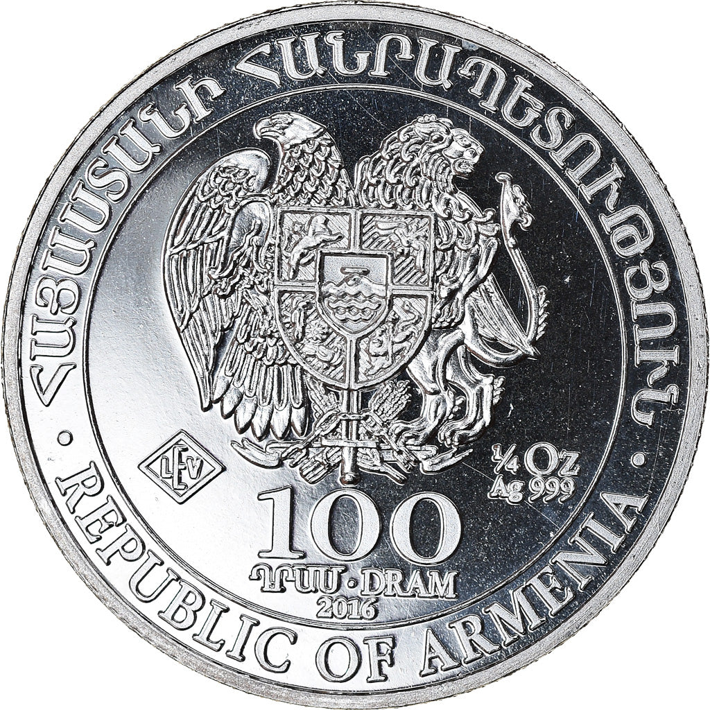 Moneta, Armenia, Noah's Ark, 100 Dram, 2016, 1/4 Oz, FDC, Argento, KM:197.1