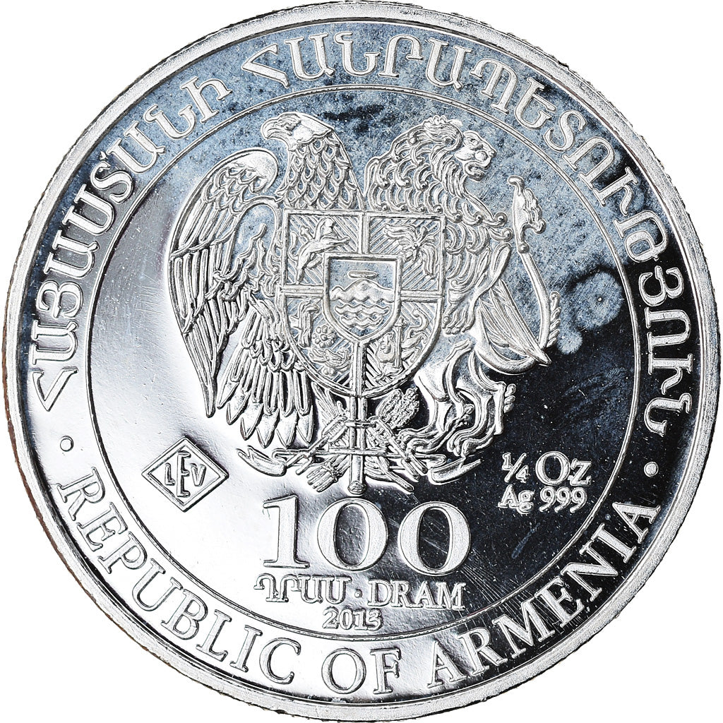 Münze, Armenia, Noah's Ark, 100 Dram, 2013, 1/4 Oz, STGL, Silber, KM:197.1