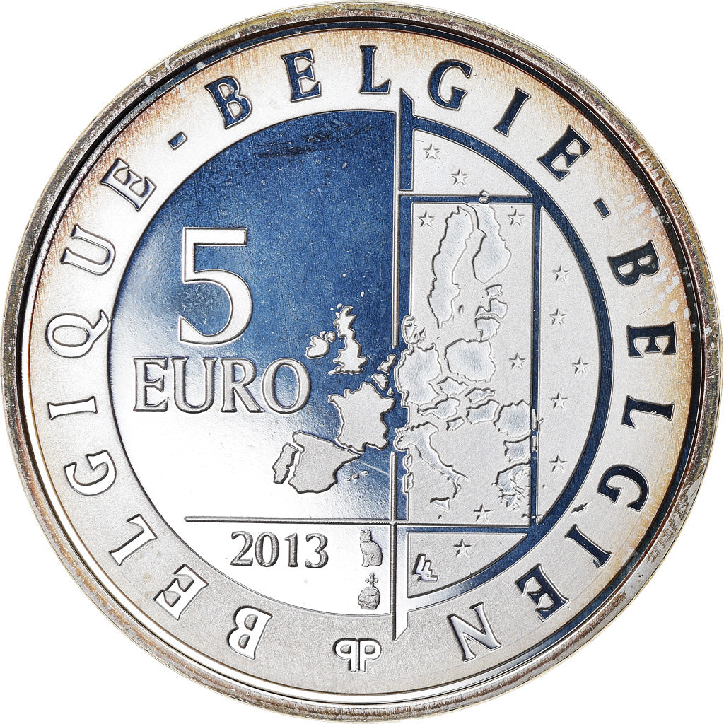 Belgium, 5 Euro, 75 ans de Spirou, 2013, MS(65-70), Silver