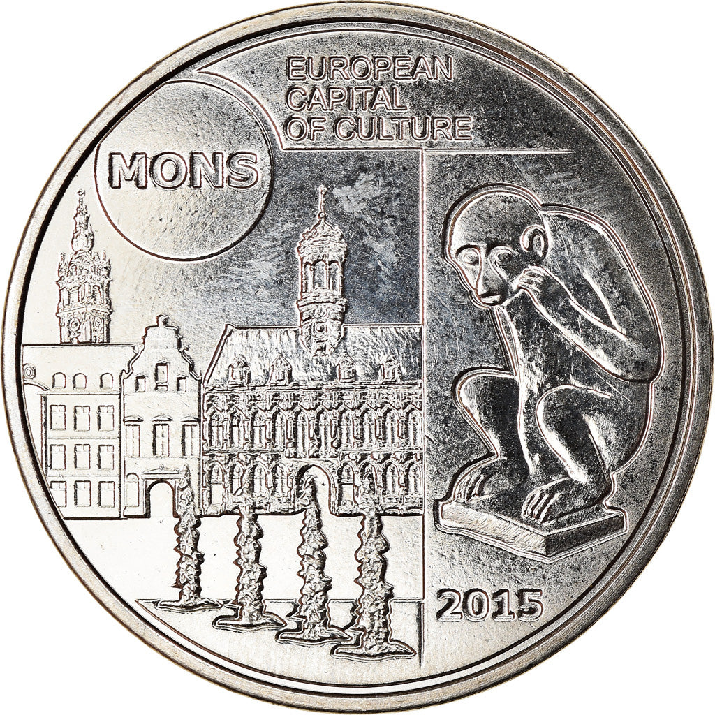 Belgique, 5 Euro, Mons capitale europeenne de la culture, 2015, FDC