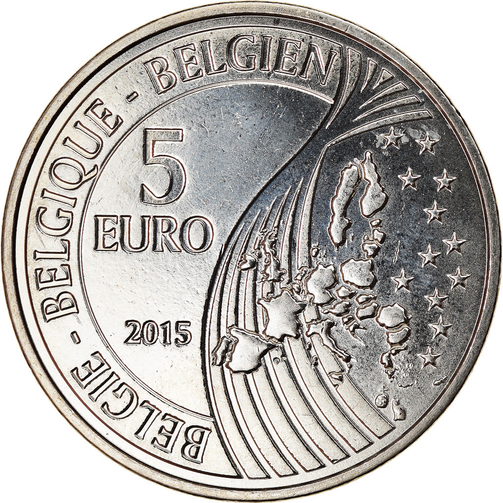 Belgique, 5 Euro, Mons capitale europeenne de la culture, 2015, FDC