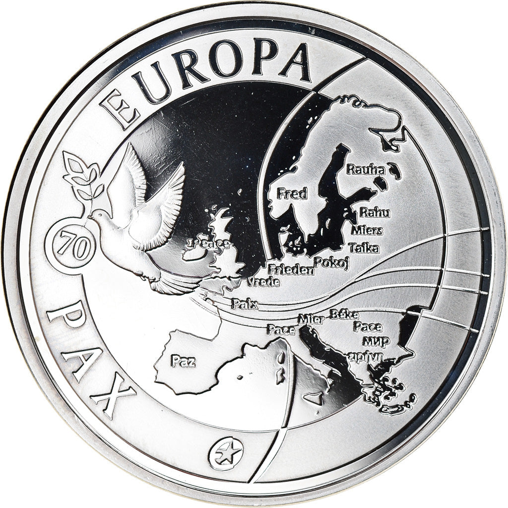 Belgium, 10 Euro, 70 ans de Paix en Europe, 2015, MS(65-70), Silver, KM:349