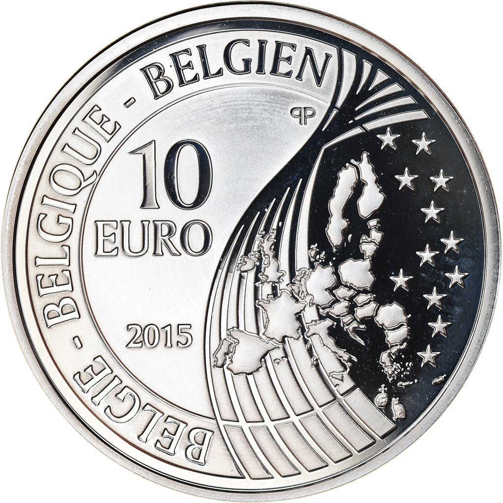 Belgium, 10 Euro, 70 ans de Paix en Europe, 2015, MS(65-70), Silver, KM:349