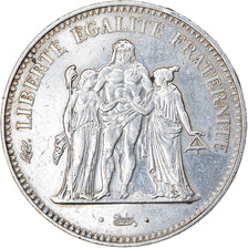 Munten, Frankrijk, Hercule, 50 Francs, 1974, Avers 20 francs, ZF, Zilver