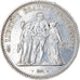 Munten, Frankrijk, Hercule, 50 Francs, 1974, Avers 20 francs, ZF, Zilver