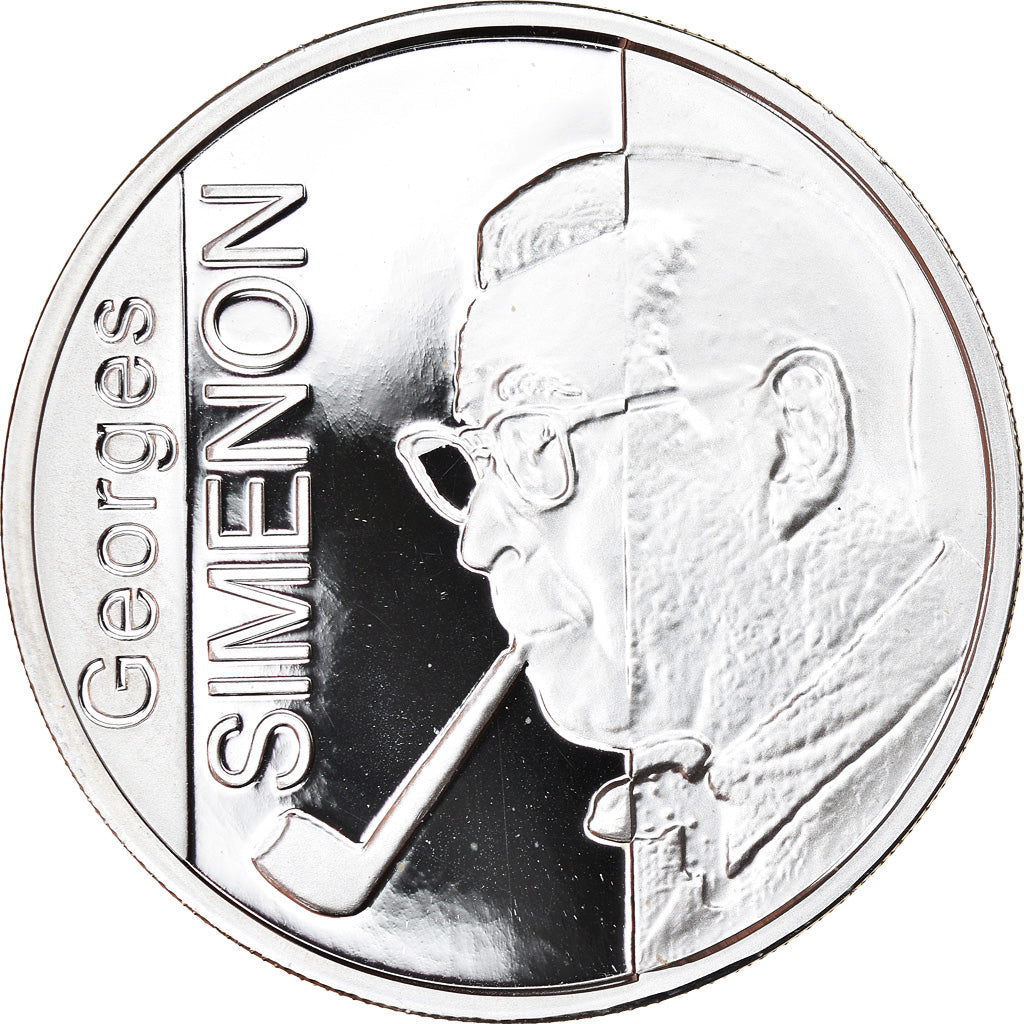 Belgium, 10 Euro, Georges Simenon, 2003, MS(65-70), Silver, KM:235