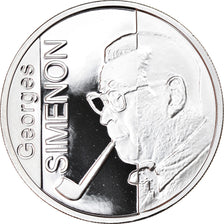 Belgium, 10 Euro, Georges Simenon, 2003, MS(65-70), Silver, KM:235