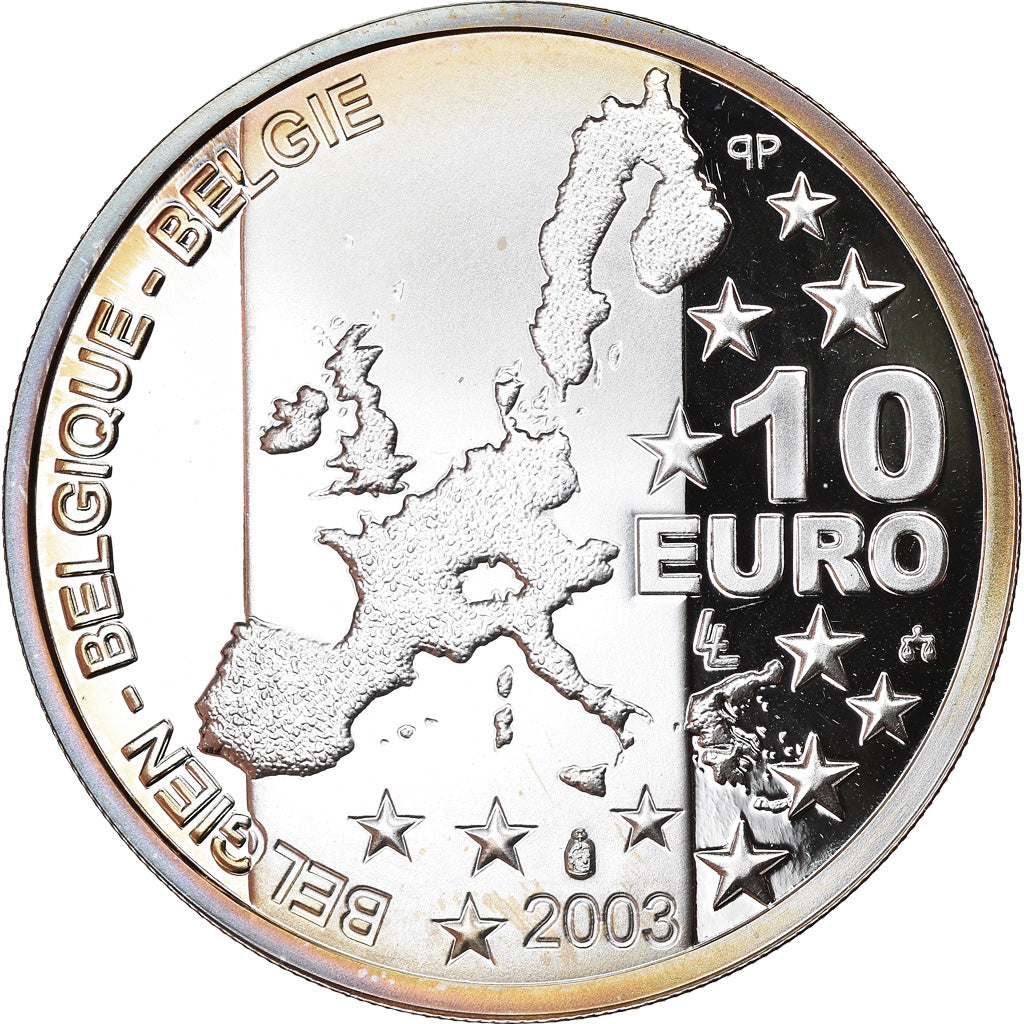 Belgium, 10 Euro, Georges Simenon, 2003, MS(65-70), Silver, KM:235
