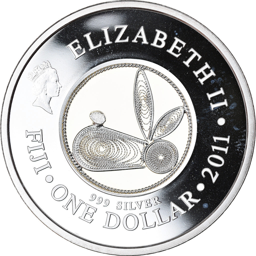 Coin, Fiji, Elizabeth II, Year of the Rabbit, Dollar, 2011, Vantaa, MS(65-70)