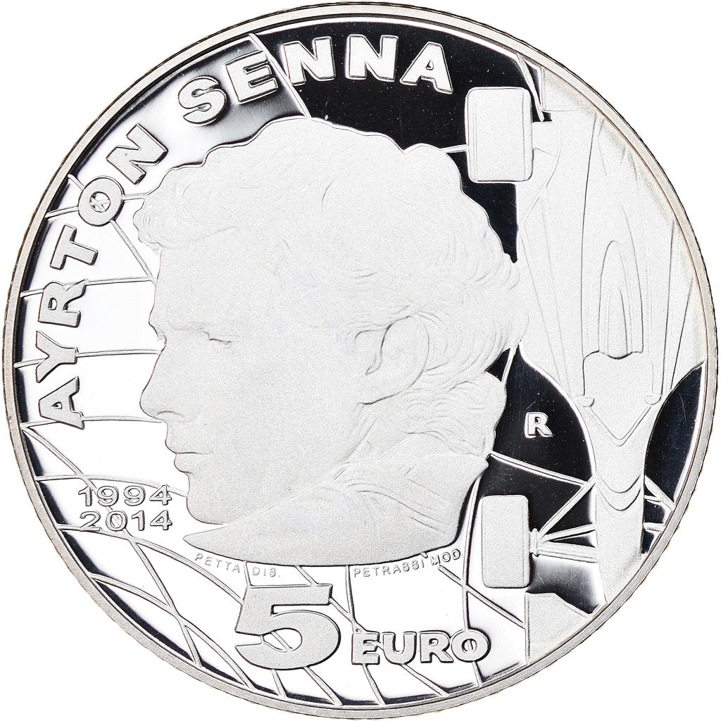 San Marino, 5 Euro, Ayrton Senna, 2014, FDC, Argento