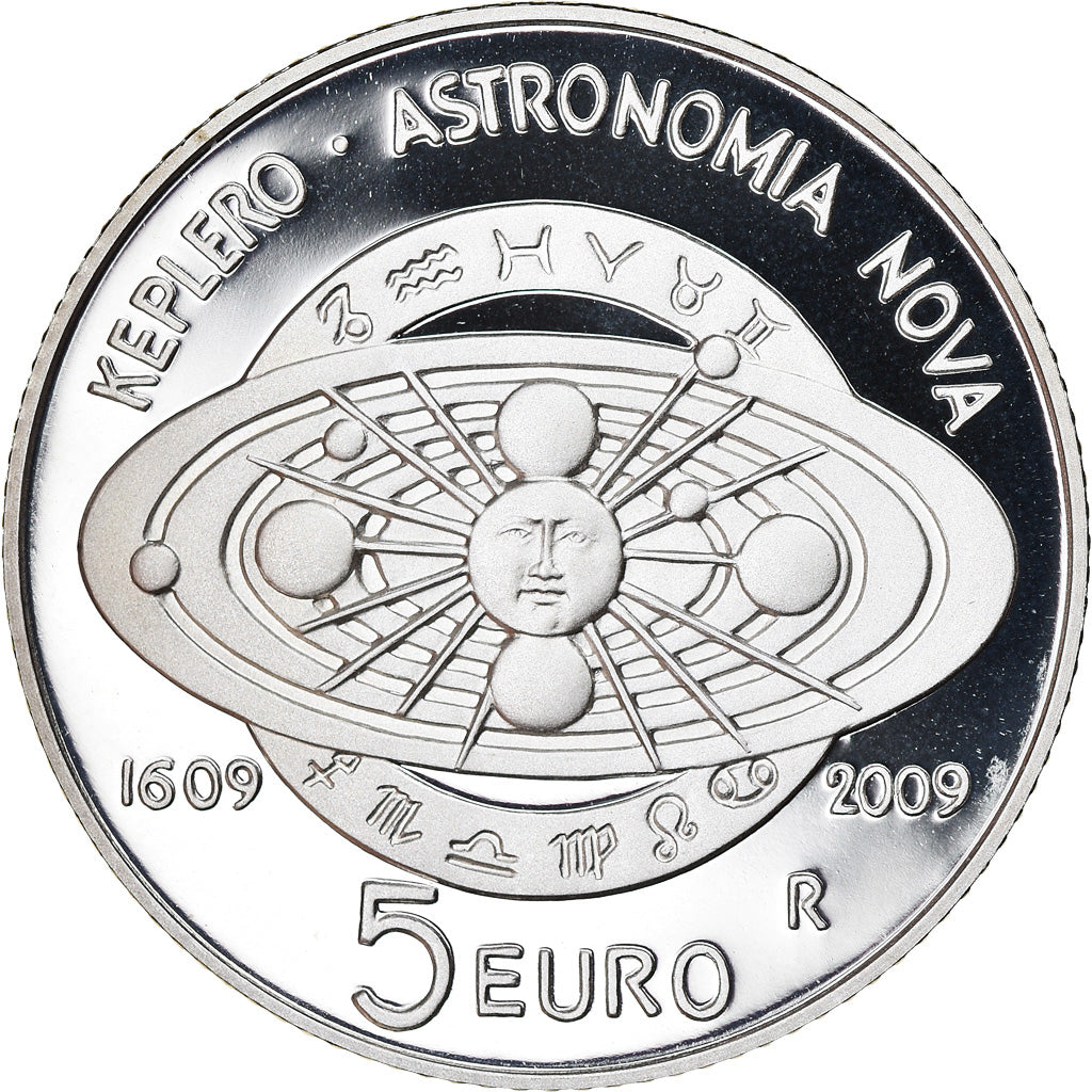 San Marino, 5 Euro, Johannes Kepler, 2009, MS(65-70), Silver, KM:506