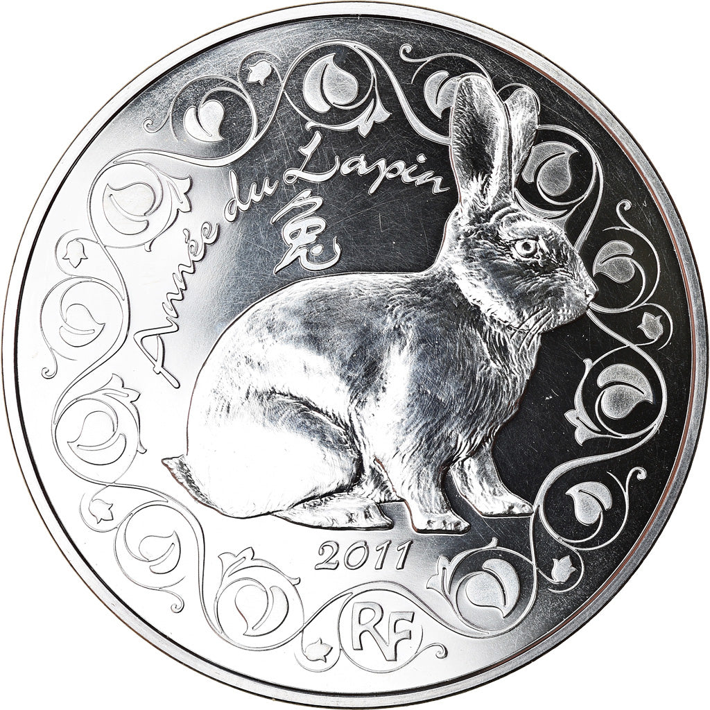 Francia, Monnaie de Paris, 5 Euro, Year of the Rabbit, 2011, Proof, FDC, Plata