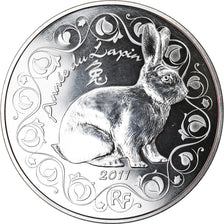 Francia, Monnaie de Paris, 5 Euro, Year of the Rabbit, 2011, Proof, FDC, Plata