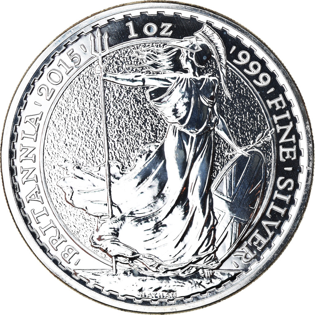 Coin, Great Britain, Britannia, 2 Pounds - 1 Oz, 2015, MS(65-70), Silver