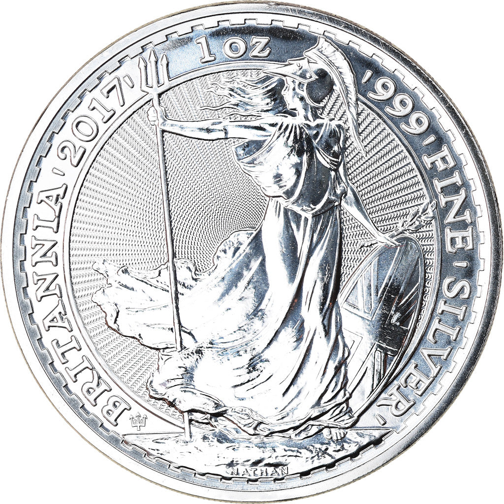 Coin, Great Britain, Britannia, 2 Pounds - 1 Oz, 2017, MS(65-70), Silver