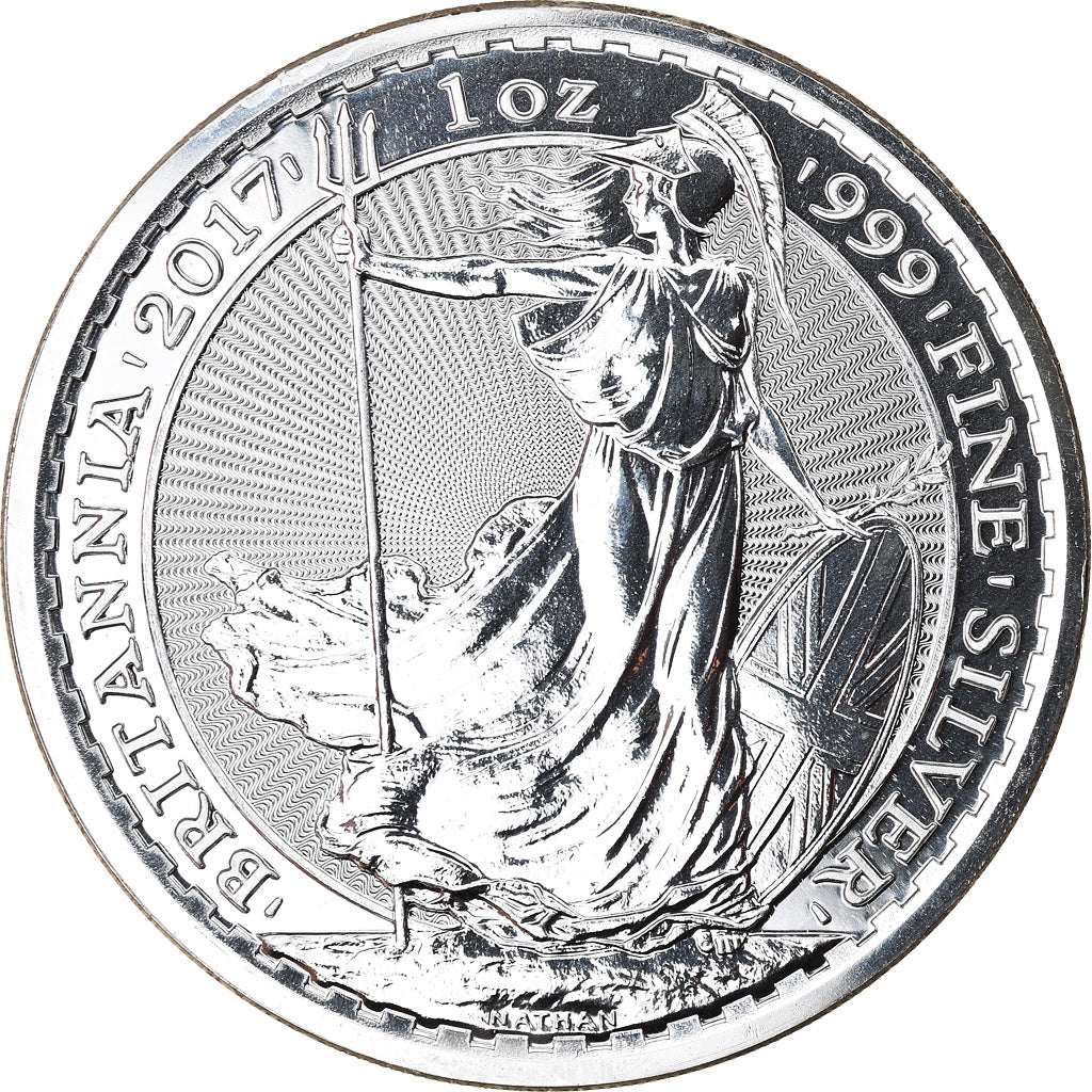 Coin, Great Britain, Britannia, 2 Pounds - 1 Oz, 2017, MS(65-70), Silver