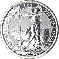 Coin, Great Britain, Britannia, 2 Pounds - 1 Oz, 2017, MS(65-70), Silver