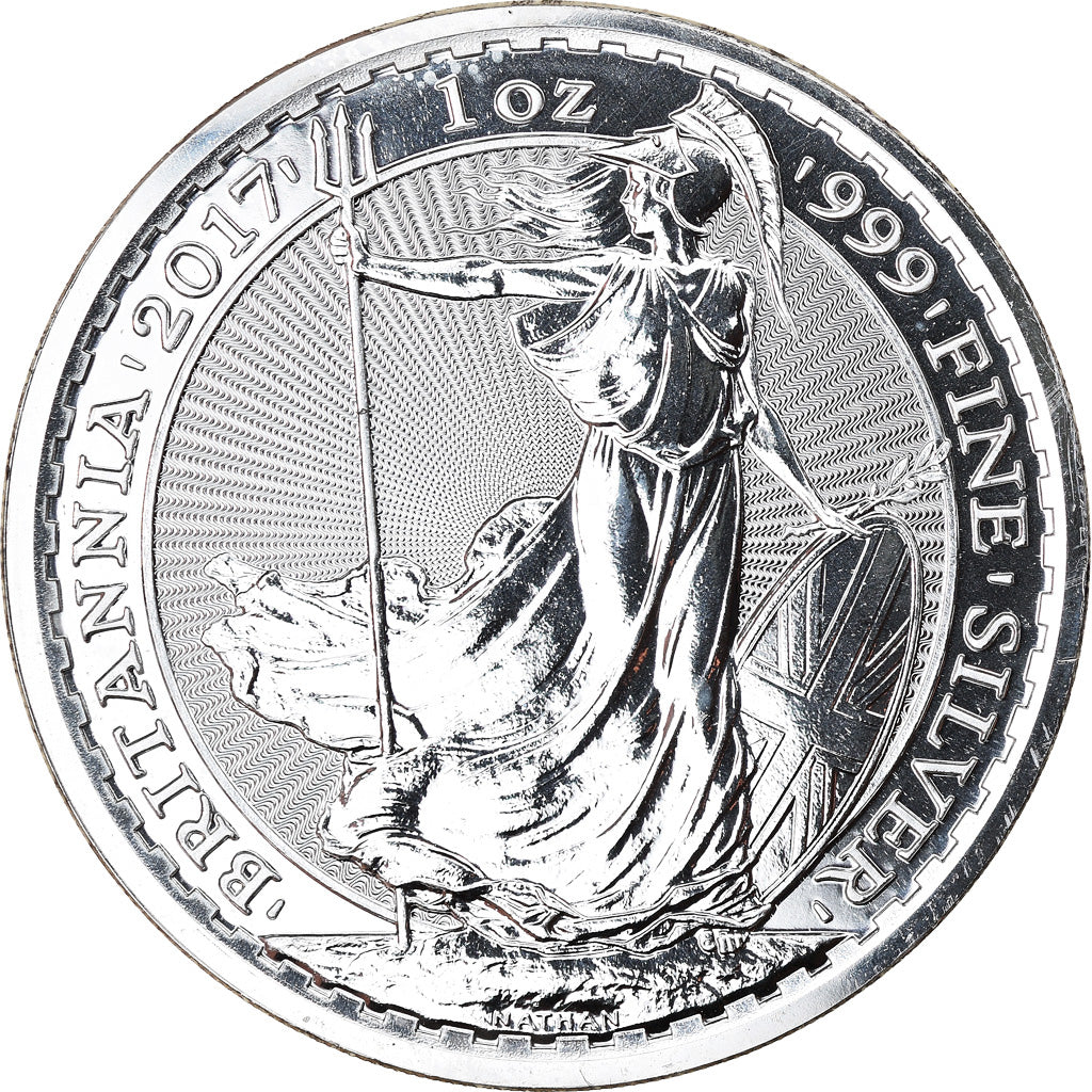 Coin, Great Britain, Britannia, 2 Pounds - 1 Oz, 2017, MS(65-70), Silver