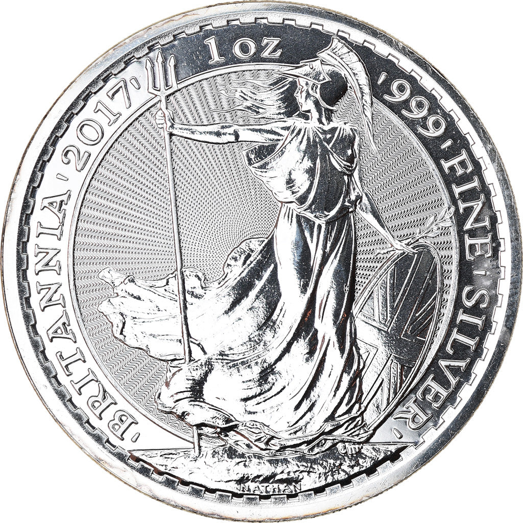 Coin, Great Britain, Britannia, 2 Pounds - 1 Oz, 2017, MS(65-70), Silver