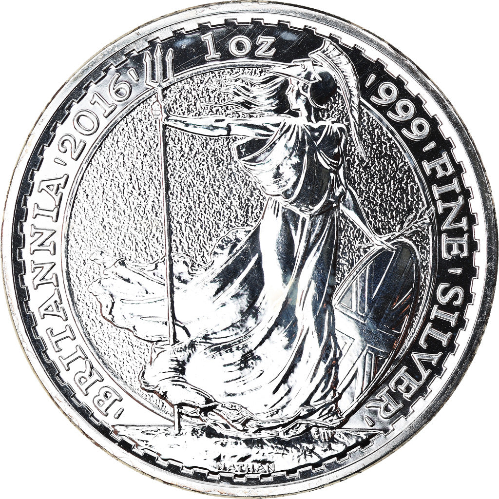 Coin, Great Britain, Britannia, 2 Pounds - 1 Oz, 2016, MS(65-70), Silver