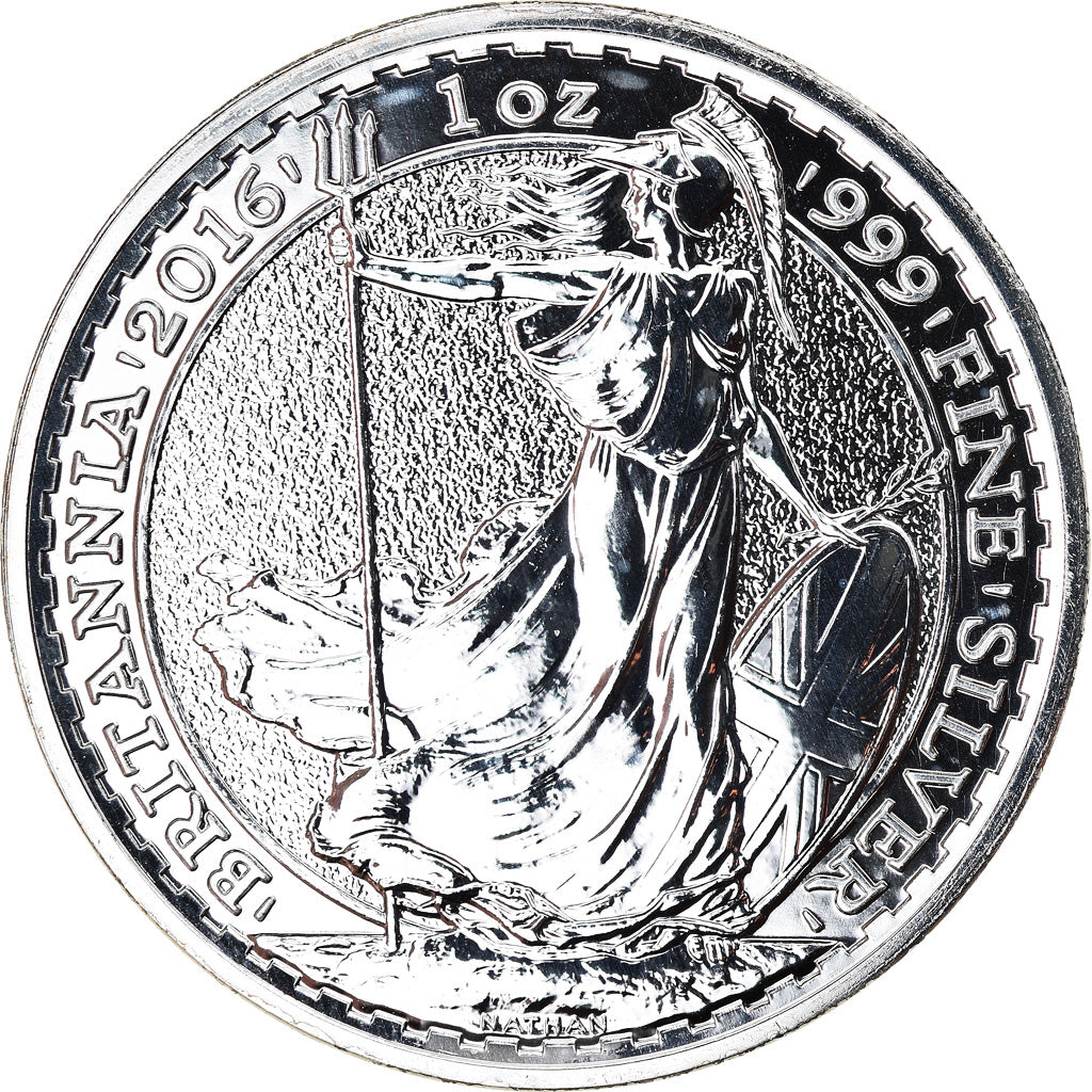 Coin, Great Britain, Britannia, 2 Pounds - 1 Oz, 2016, MS(65-70), Silver