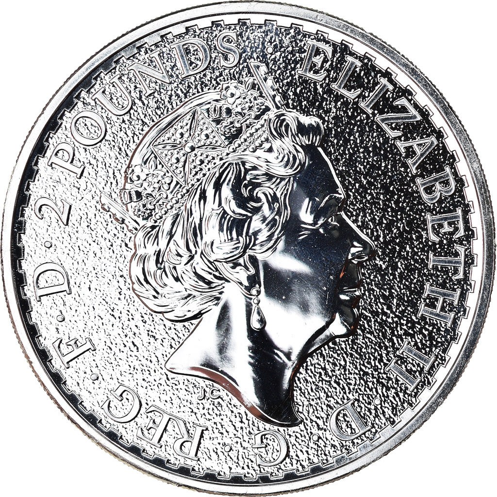 Coin, Great Britain, Britannia, 2 Pounds - 1 Oz, 2016, MS(65-70), Silver