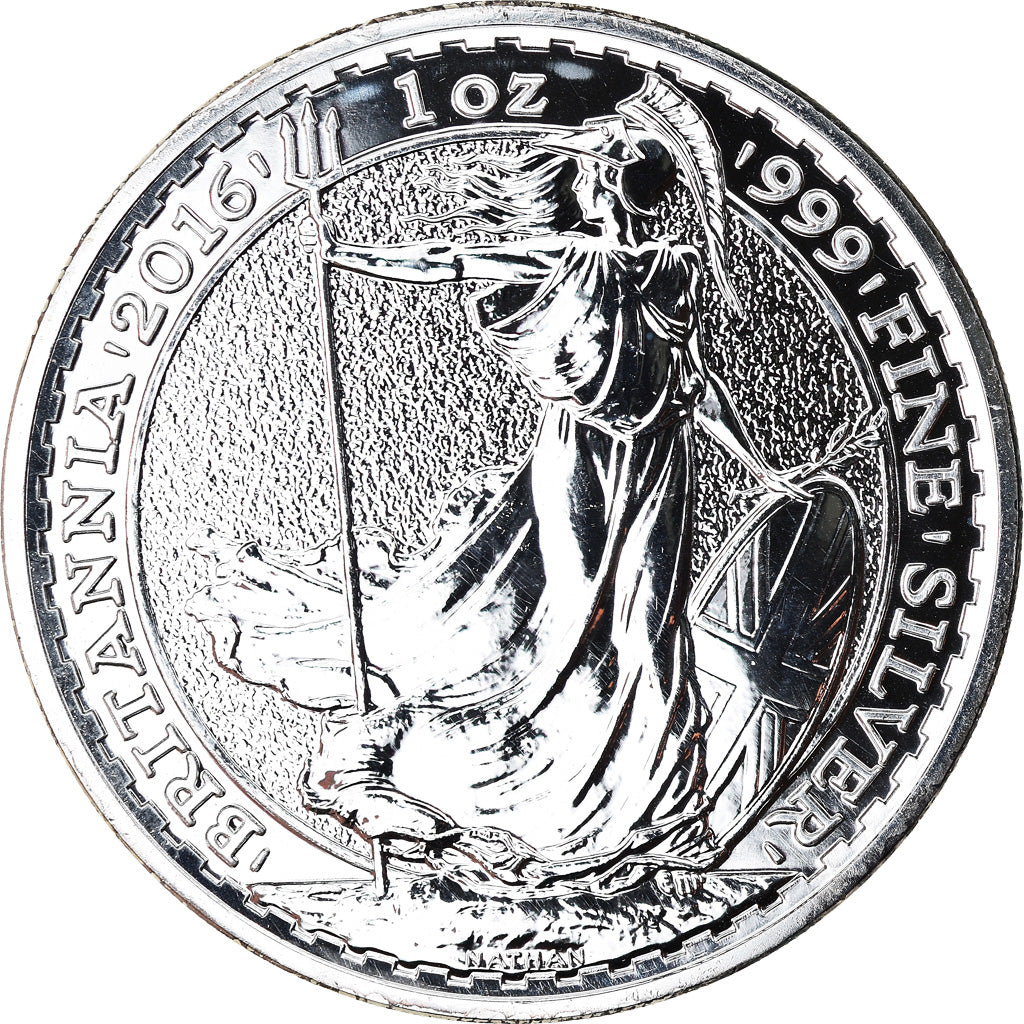 Coin, Great Britain, Britannia, 2 Pounds - 1 Oz, 2016, MS(65-70), Silver