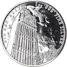 Coin, Great Britain, Big Ben, 2 Pounds - 1 Oz, 2017, MS(65-70), Silver