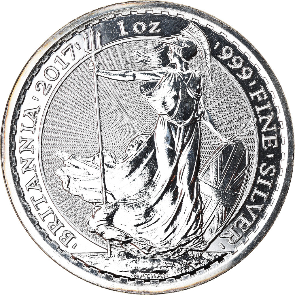Coin, Great Britain, Britannia, 2 Pounds - 1 Oz, 2017, MS(65-70), Silver