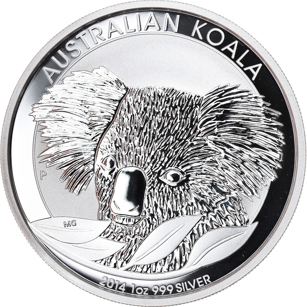 Moeda, Austrália, Australian Koala, 1 Dollar, 2014, 1 Oz, MS(65-70), Prata