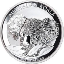 Moeda, Austrália, Australian Koala, 1 Dollar, 2014, 1 Oz, MS(65-70), Prata