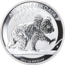 Moeda, Austrália, Australian Koala, 1 Dollar, 2016, 1 Oz, MS(65-70), Prata