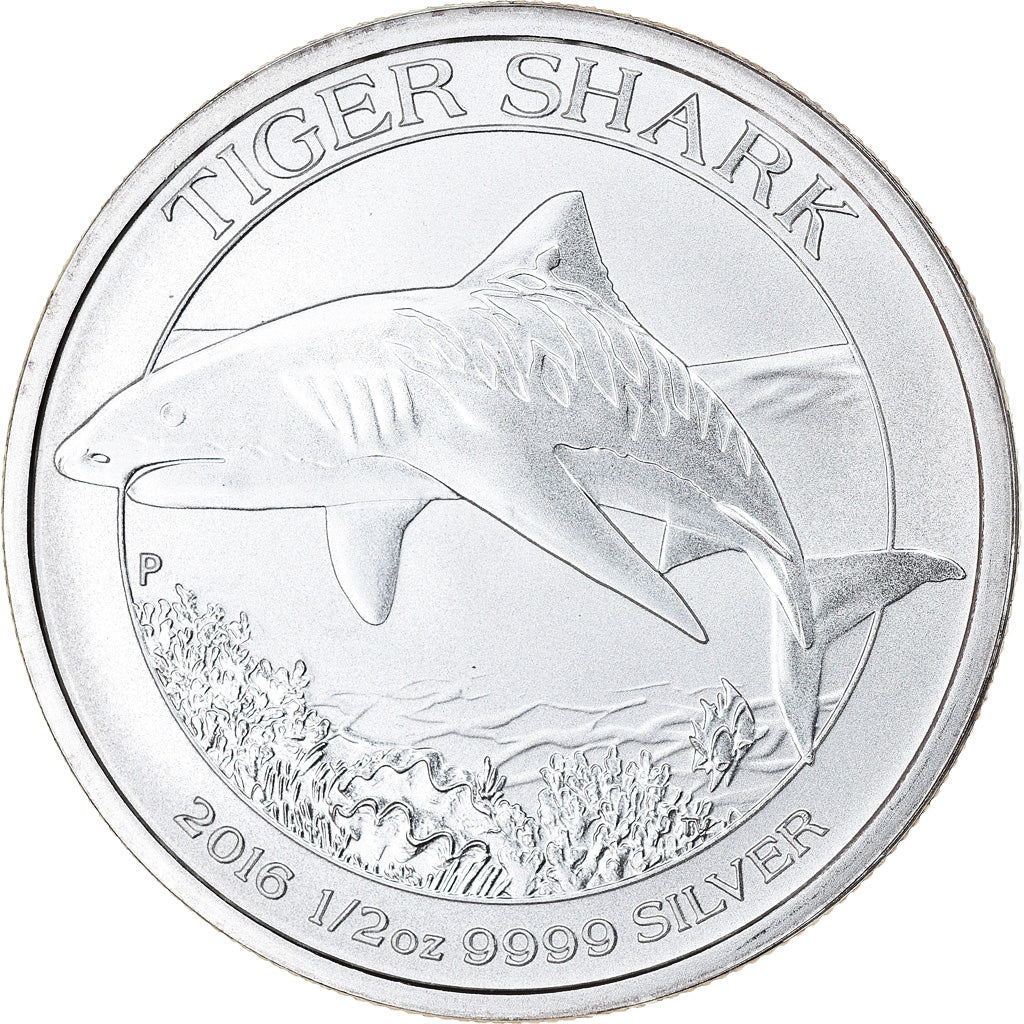 Moneda, Australia, Tiger Shark, 50 Cents, 2016, 1/2 Oz, FDC, Plata