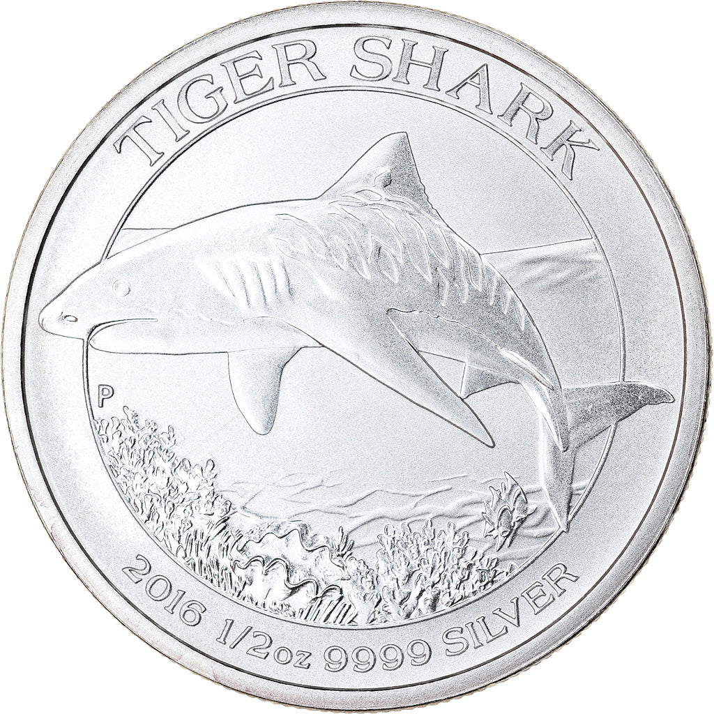 Moneda, Australia, Tiger Shark, 50 Cents, 2016, 1/2 Oz, FDC, Plata