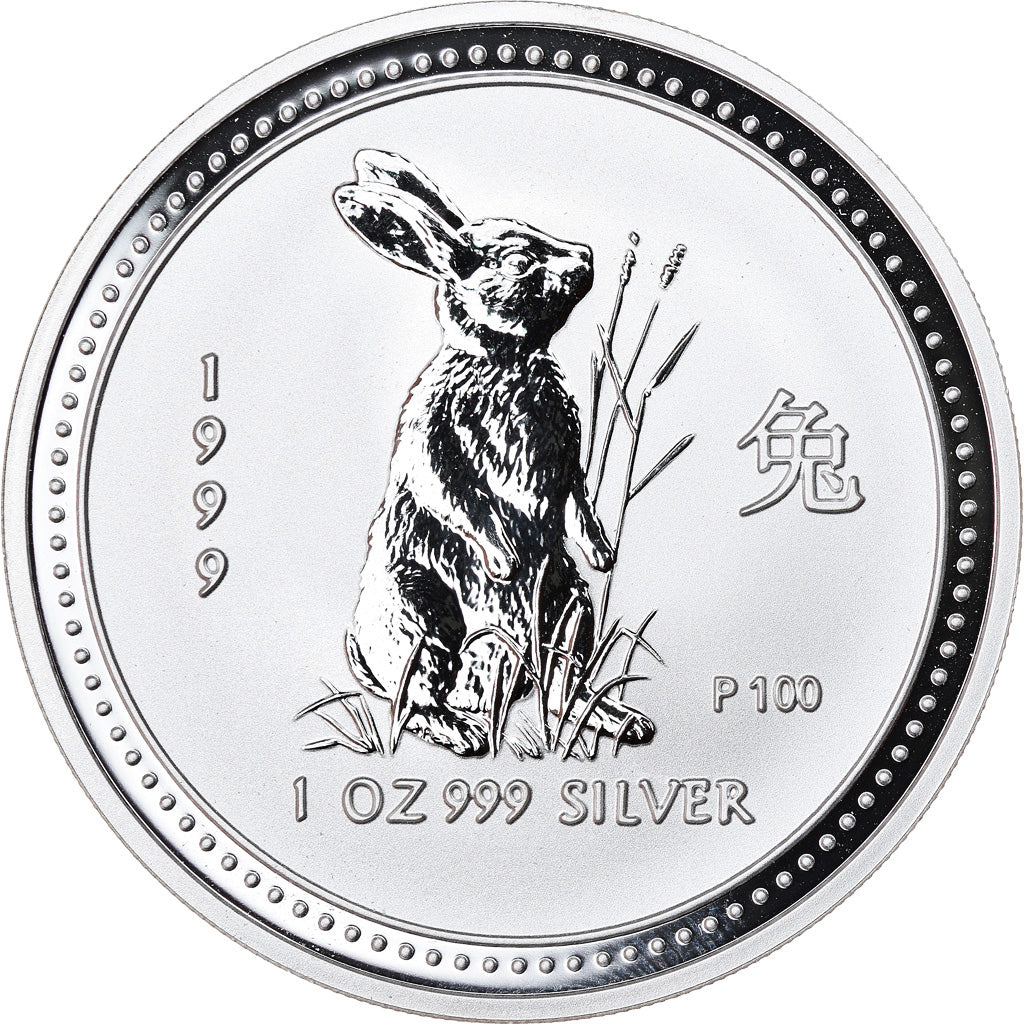 Coin, Australia, Year of the Rabbit, Dollar, 1999, 1 Oz, MS(65-70), Silver