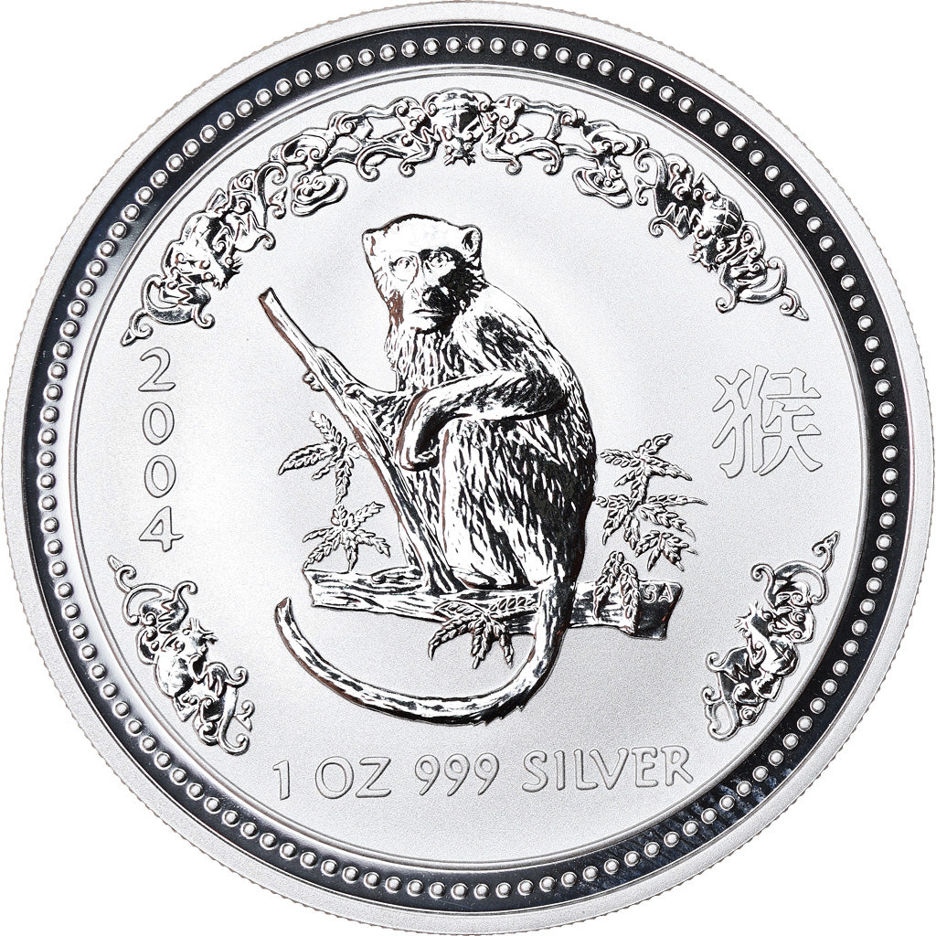 Coin, Australia, Year of the Monkey, Dollar, 2004, 1 Oz, MS(65-70), Silver