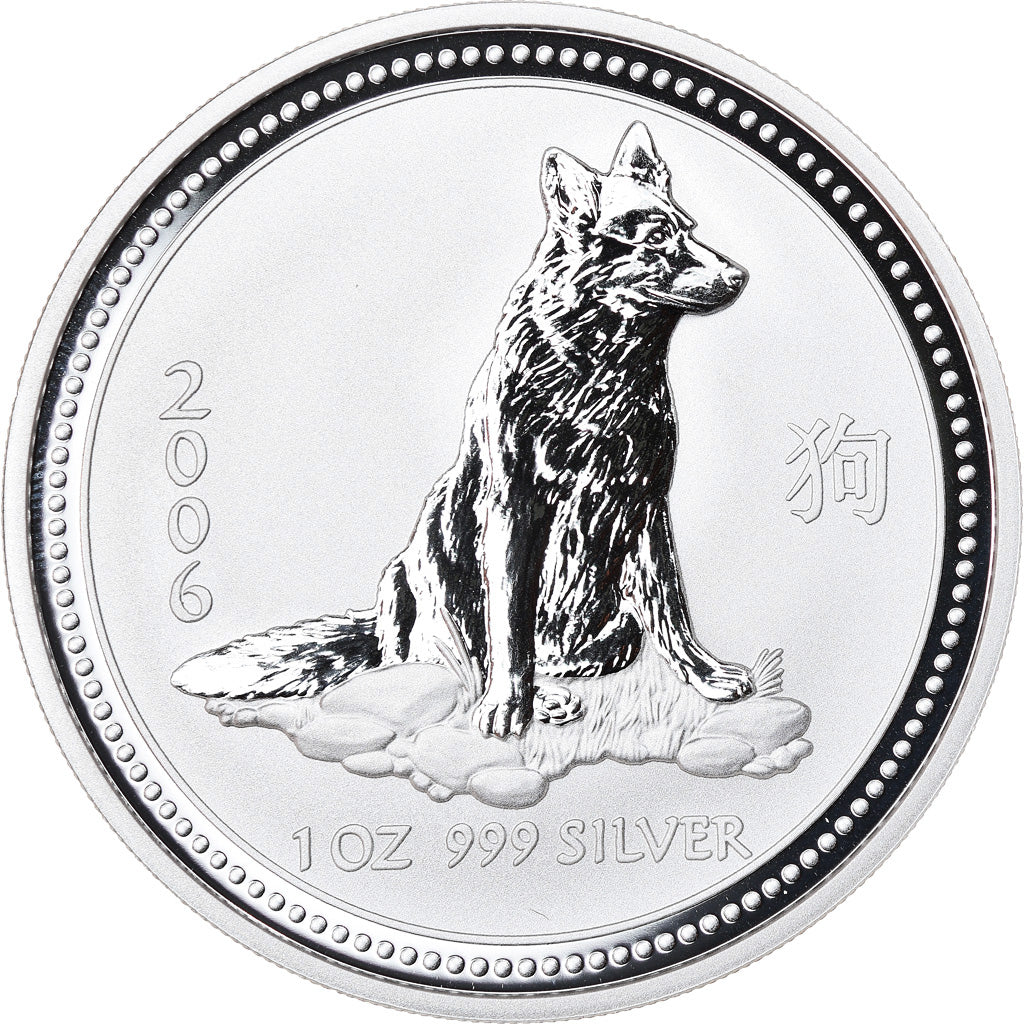 Coin, Australia, Year of the Dog, Dollar, 2006, 1 Oz, MS(65-70), Silver