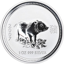 Coin, Australia, Year of the Pig, Dollar, 2007, 1 Oz, MS(65-70), Silver