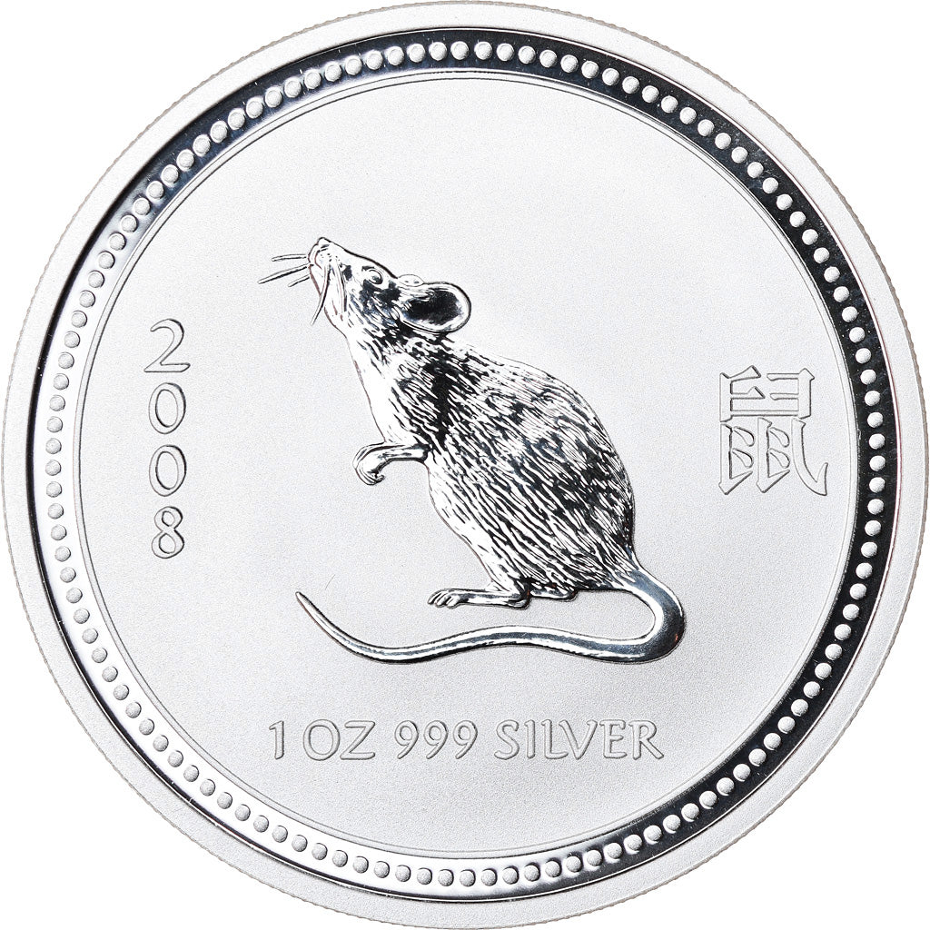 Coin, Australia, Year of the Rat, Dollar, 2008, 1 Oz, MS(65-70), Silver
