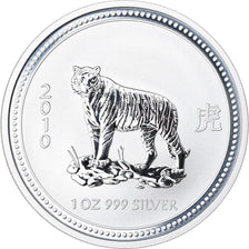 Moeda, Austrália, Year of the Tiger, Dollar, 2010, 1 Oz, MS(65-70), Prata