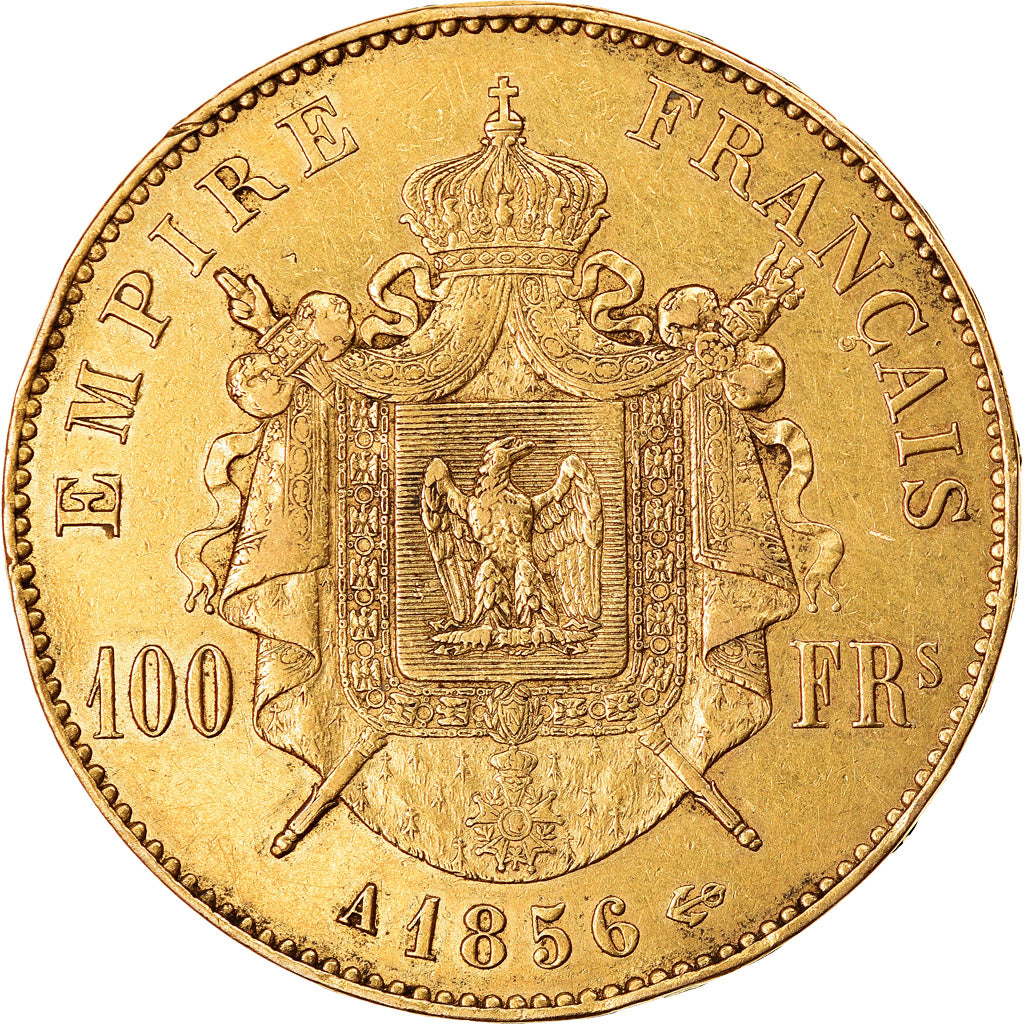 Coin, France, Napoleon III, 100 Francs, 1856, Paris, EF(40-45), Gold