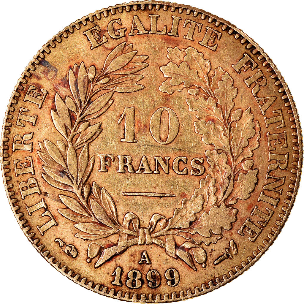 Coin, France, Cérès, 10 Francs, 1899, Paris, EF(40-45), Gold, KM:830