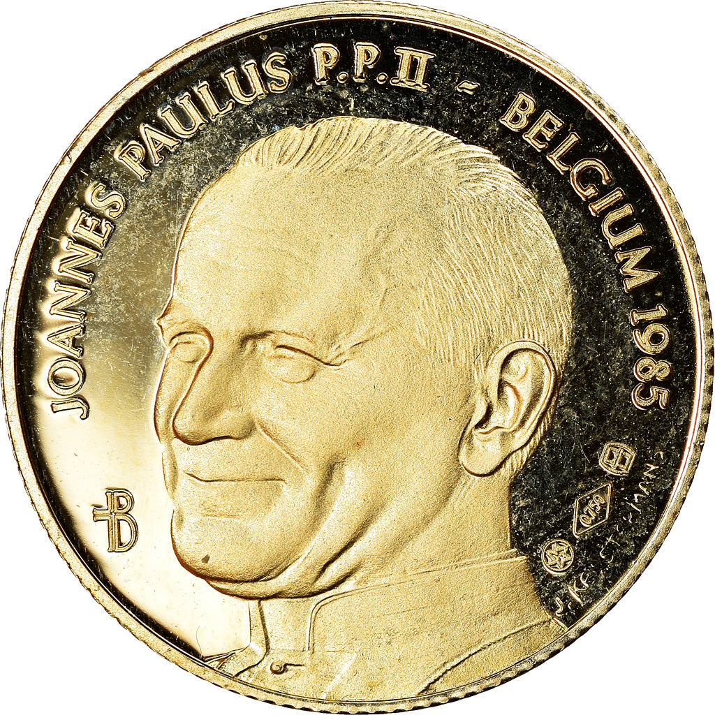 Vatican, Médaille, Voyage de Jean-Paul II en Belgique, 1985, FDC, Or